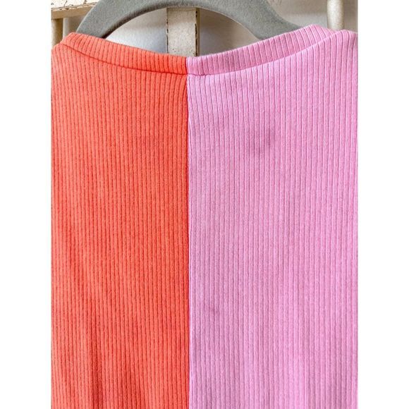 Atoir Pink Orange Colorblocked Saturn Dress Cocktail Long Sleeve Midi Bodycon - Picture 7 of 11